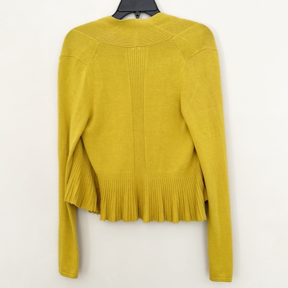 Anthropologie Chartreuse Peplum open cardigan sweater women size XS - Picture 6 of 6